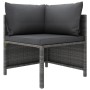 Graues vidaXL Garten-Lounge-Eckteil aus Rattan mit anthrazitfarbenen Kissen.