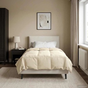 vidaXL Winterbettdecke Gepolstert Creme 140 x 220 cm Mikrofaser 42026151