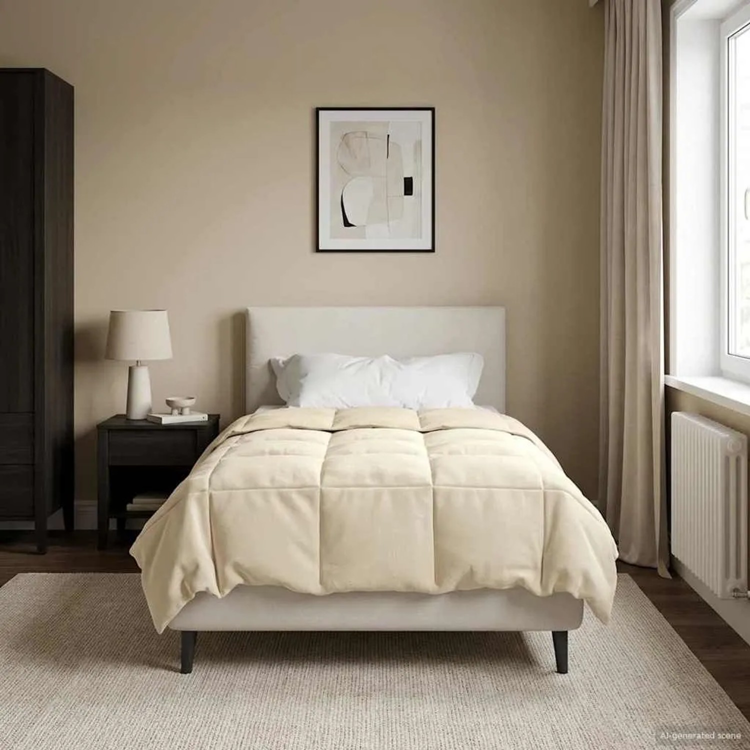 vidaXL Winterbettdecke Gepolstert Creme 140 x 220 cm Mikrofaser 42026151_2