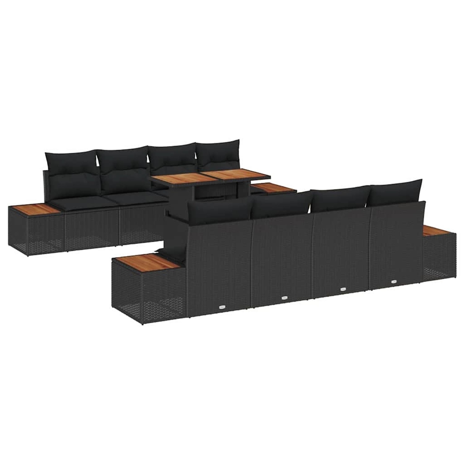 vidaXL Garten-Sofa-Set mit Speicher 9-Tlg Schwarz Poly Rattan 3358787 günstig online kaufen