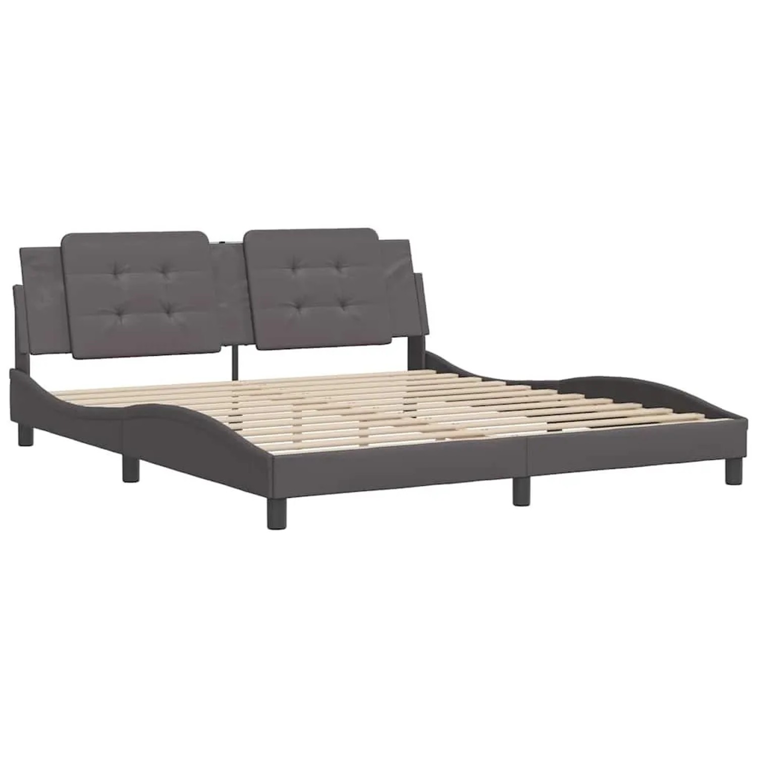 vidaXL Bettgestell ohne Matratze Zadar Grau 180x200 cm Kunstleder 3208201