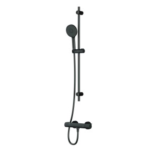 AM.PM Duscharmatur-Set X-Joy in Schwarz: Thermostat, Handbrause und Duschstange für Ihr Badezimmer.