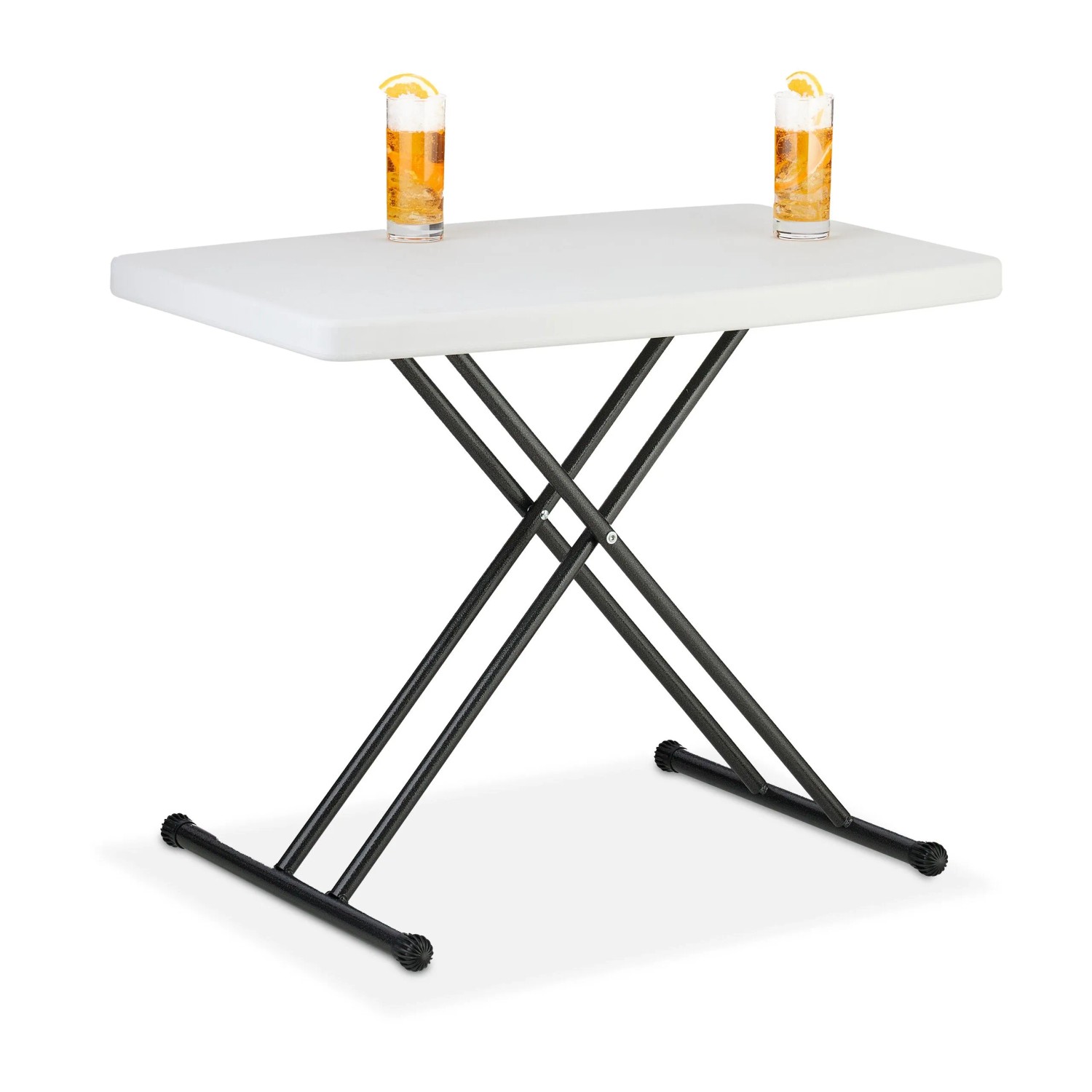 Relaxdays Campingtisch Kunststoff Stahl Weiß Schwarz Pulverbeschichtet Klappbar Höhenverstellbar 71 cm x 78 cm x 49 cm 4,6 kg