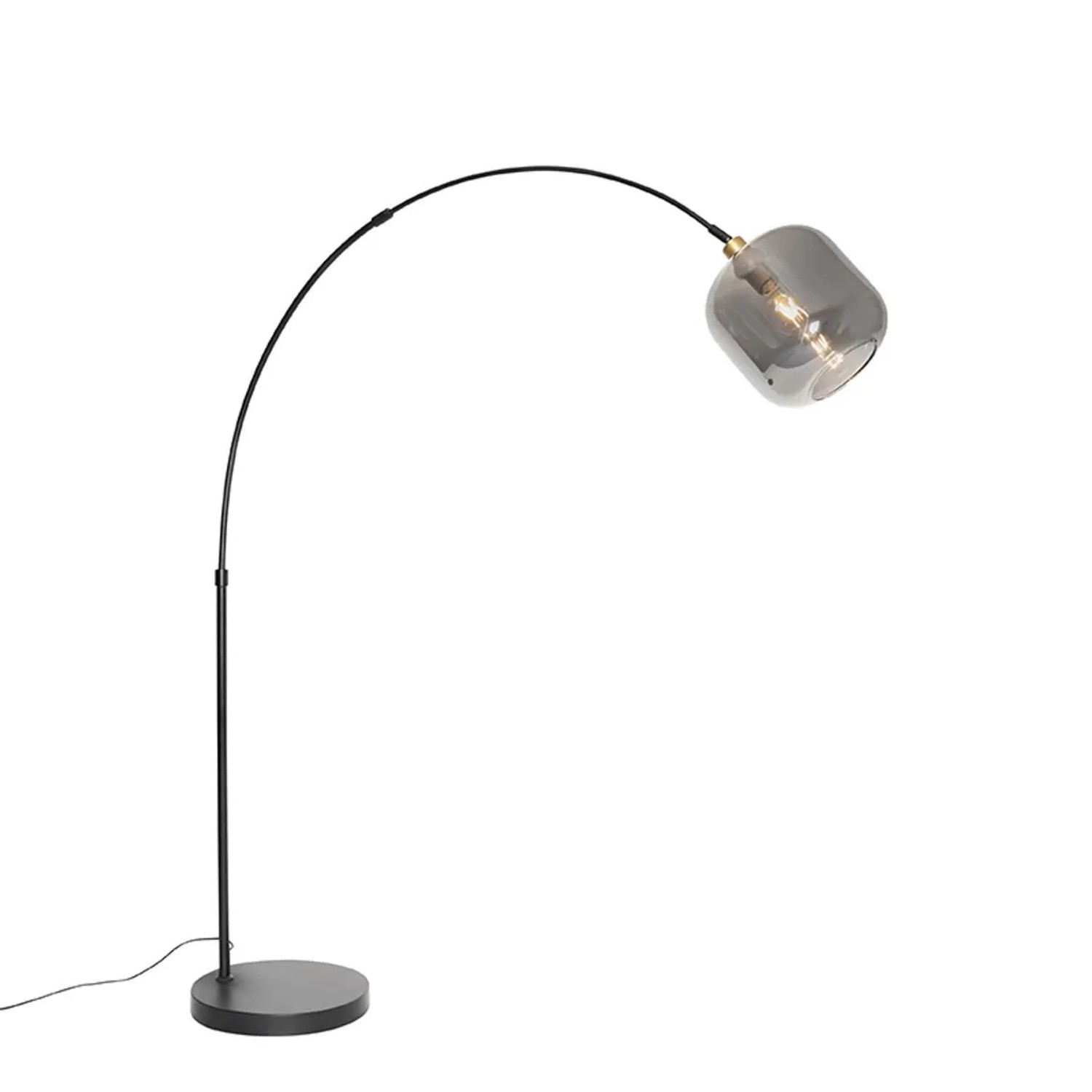 QAZQA Bogenlampe Schwarz mit Gold mit Rauchglas Zuzanna