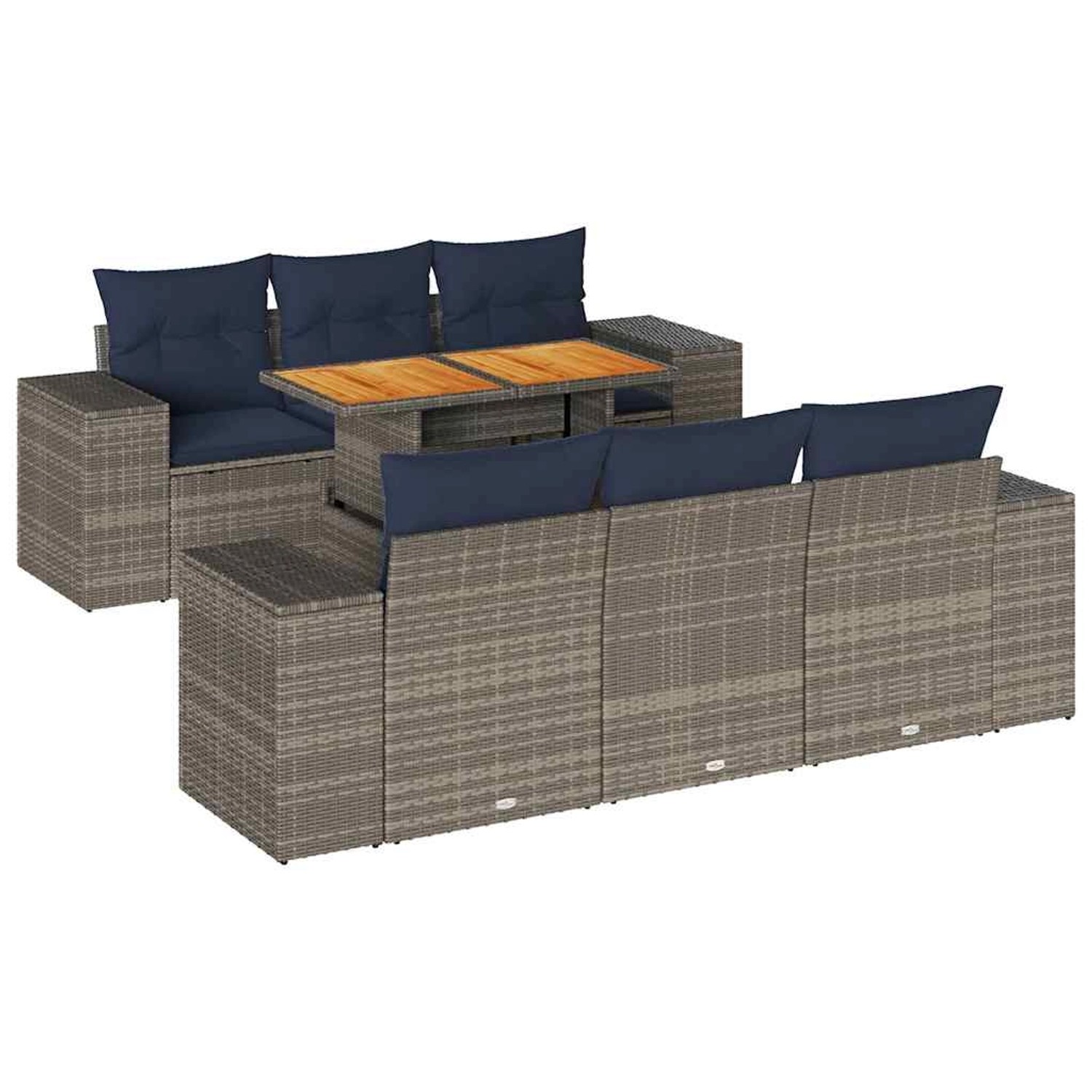 vidaXL 7-Tlg Garten-Sofagarnitur mit Kissen Grau Poly Rattan 3327337 günstig online kaufen