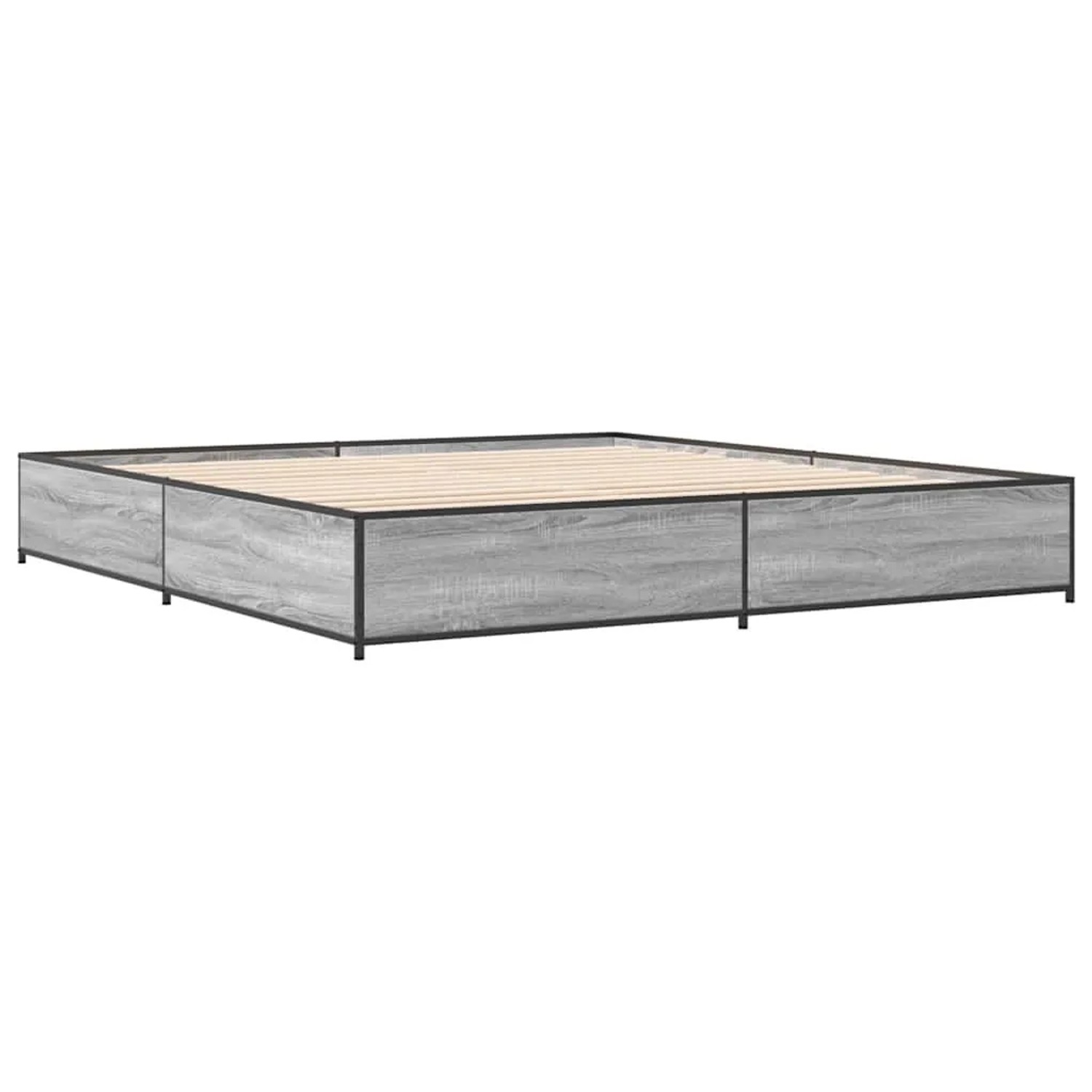 vidaXL Bettgestell Grau Sonoma 200x200 cm Holzwerkstoff und Metall 3279825 günstig online kaufen