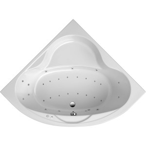 Weißer Ottofond Whirlpool Siam Exklusiv 140 cm, Eckbadewanne mit Hydromassage-Düsen von oben.