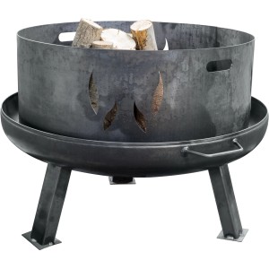 SIENA GARDEN Feuerschalenaufsatz XXL, Stahl silber/anthrazit, 53 cm. Aufsatz für Feuerschale mit Flammenmuster.