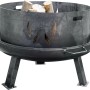 SIENA GARDEN Feuerschalenaufsatz XXL, Stahl silber/anthrazit, 53 cm. Aufsatz für Feuerschale mit Flammenmuster.