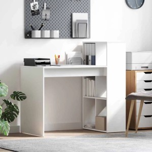 vidaXL Tisch mit Regal Weiß 108 x 55 x 103,5 cm Holzwerkstoff 869458