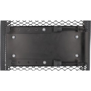 Detailansicht der Befestigung des schwarzen Fischer Gepäckträgerkorbs Plus für E-Bikes.