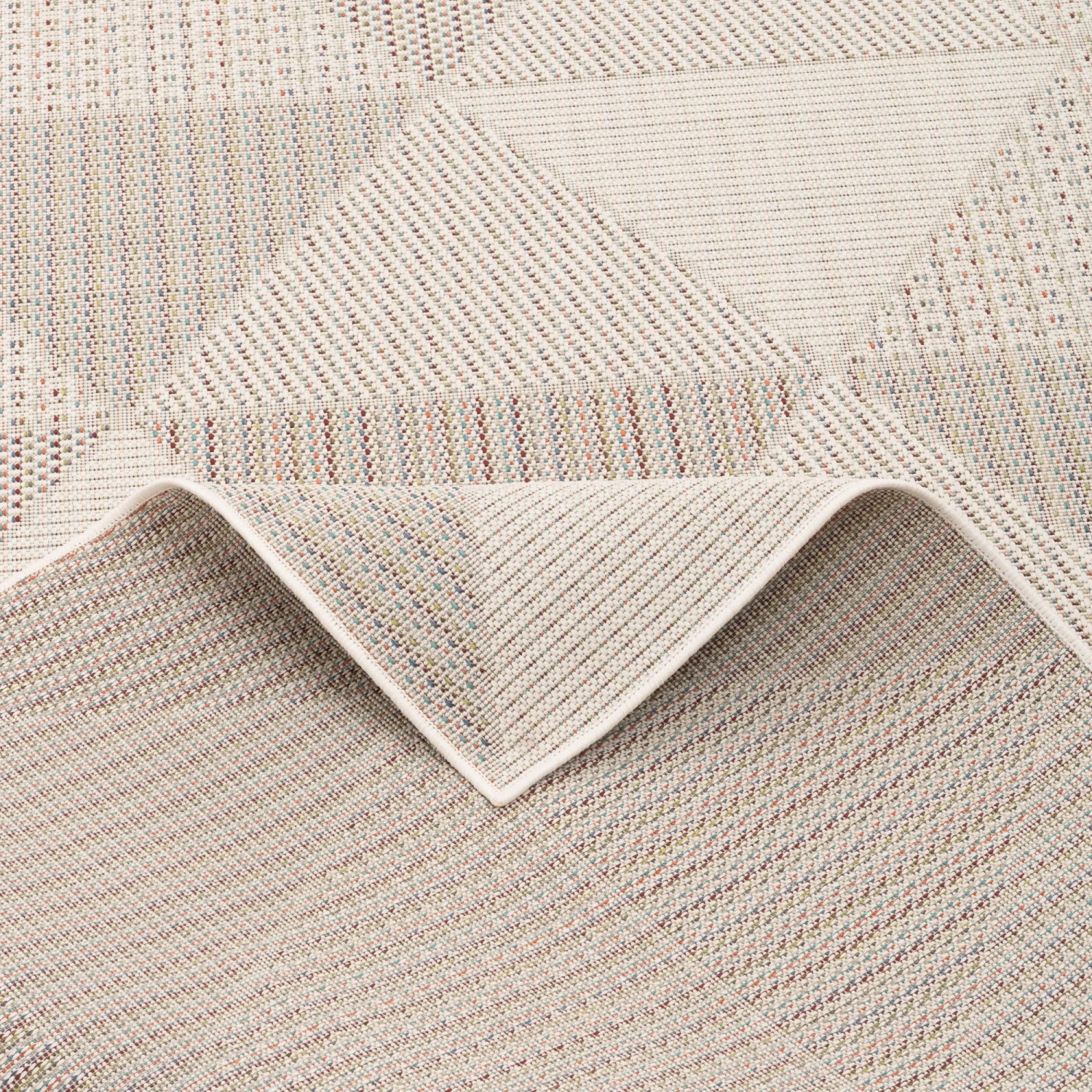Bunter Pergamon In & Outdoor Teppich mit Rautenmuster, 80x150cm.