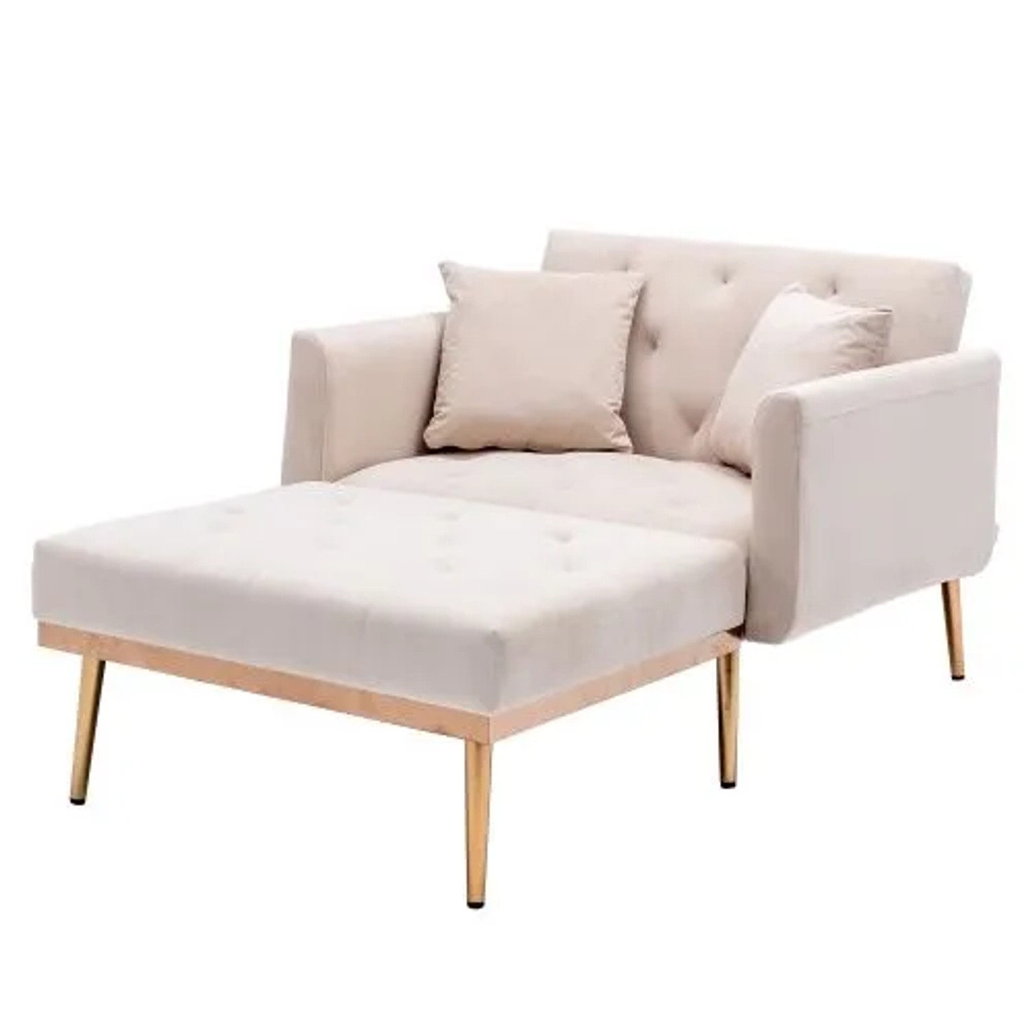 PXloue Schlafsofa Sofa Couches mit Verstellbare Rückenlehne und Kissen Beige