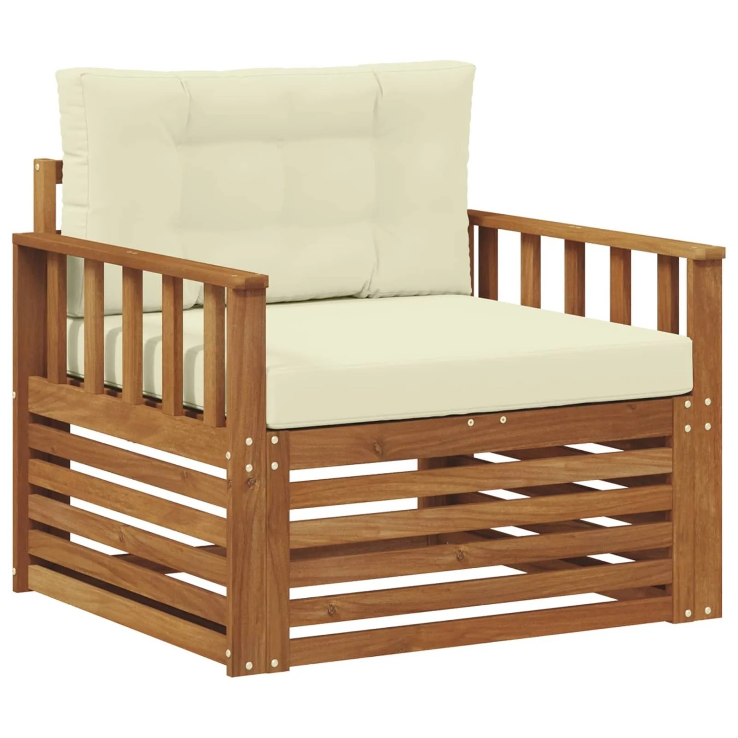 vidaXL Outdoor-Sofagarnitur Massives Akazienholz und Polyester Natur 3436385