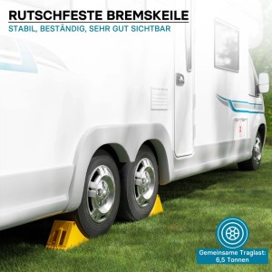 Wiltec Unterlegkeile Anhänger 2 Stück 6,5T Unterlegkeile Lkw Wohnmobil Bremskeil