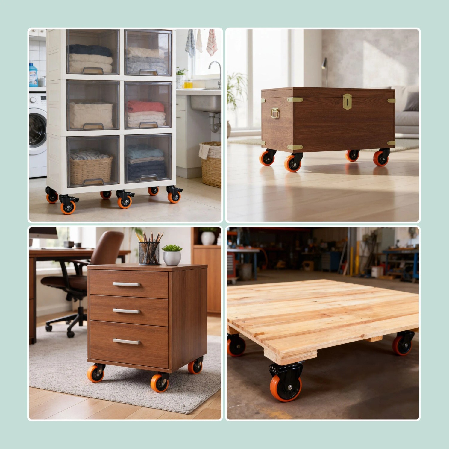Relaxdays Lenkrollen 4er Set Stahl Kunststoff Schwarz Orange mit Bremse 100 mm_5