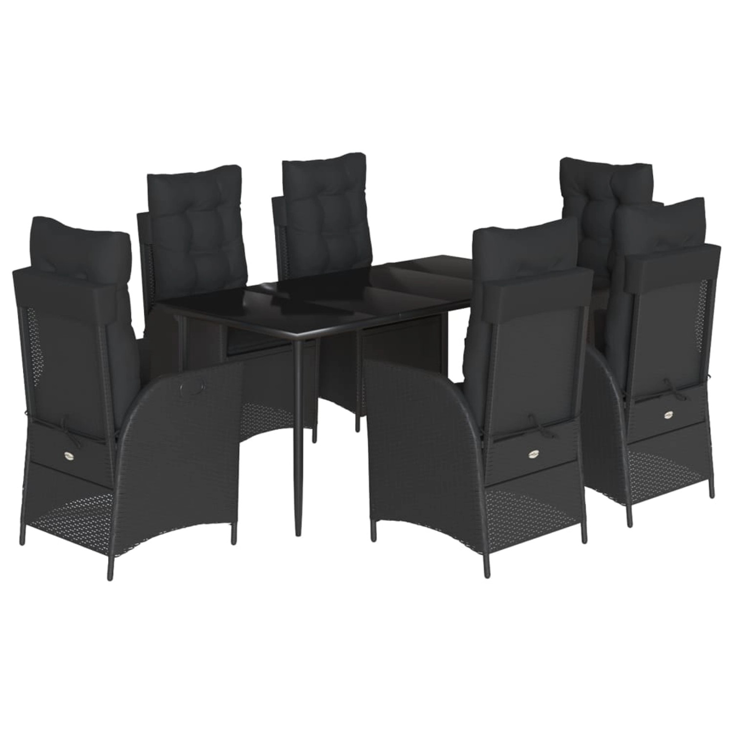 vidaXL 7-Tlg Garten-Essgruppe mit Kissen Schwarz Poly Rattan 3213180 günstig online kaufen