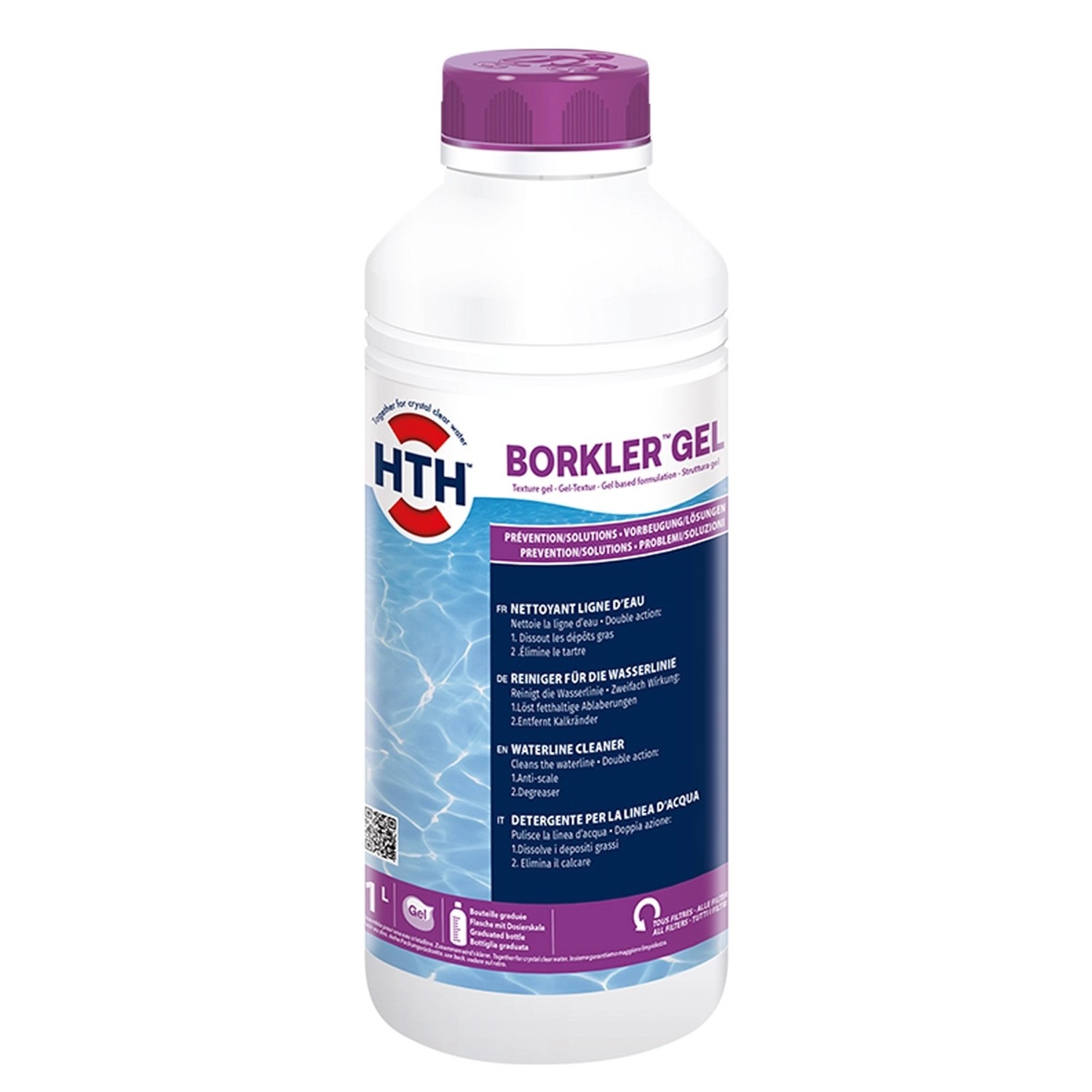 HTH BORKLER Gel 1 Liter Reiniger Wasserlinie Rand Pool Fett Kalk Ablagerungen