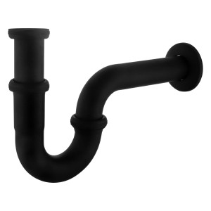 Sturotec Röhrensiphon, 1 1/4 Zoll, kurz, schwarz matt. Siphon für Waschbecken.