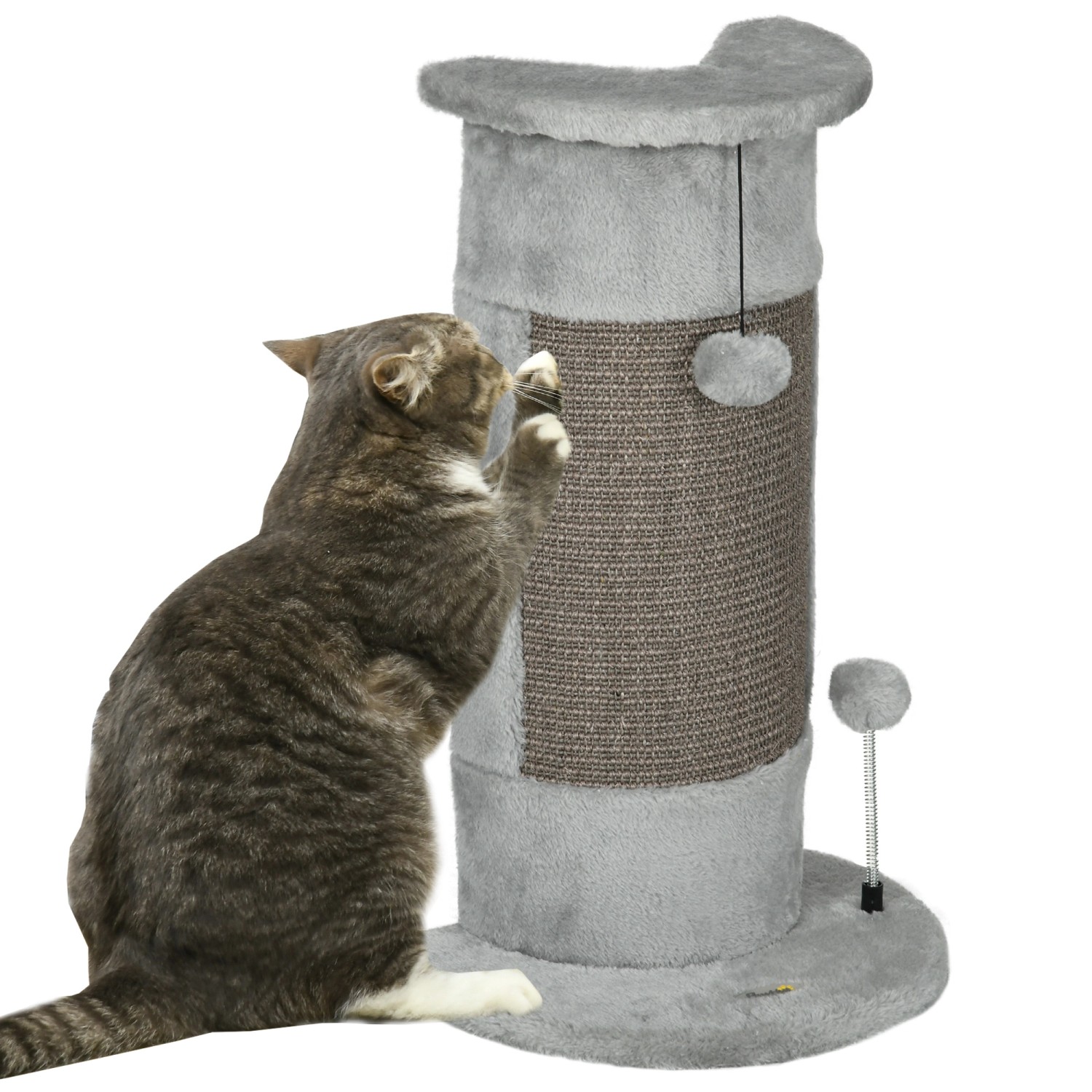 Thumbnail - PawHut Ecke Kratzstamm 58cm aus Sisal mit Kratzball Katzenmöbel für Indoor