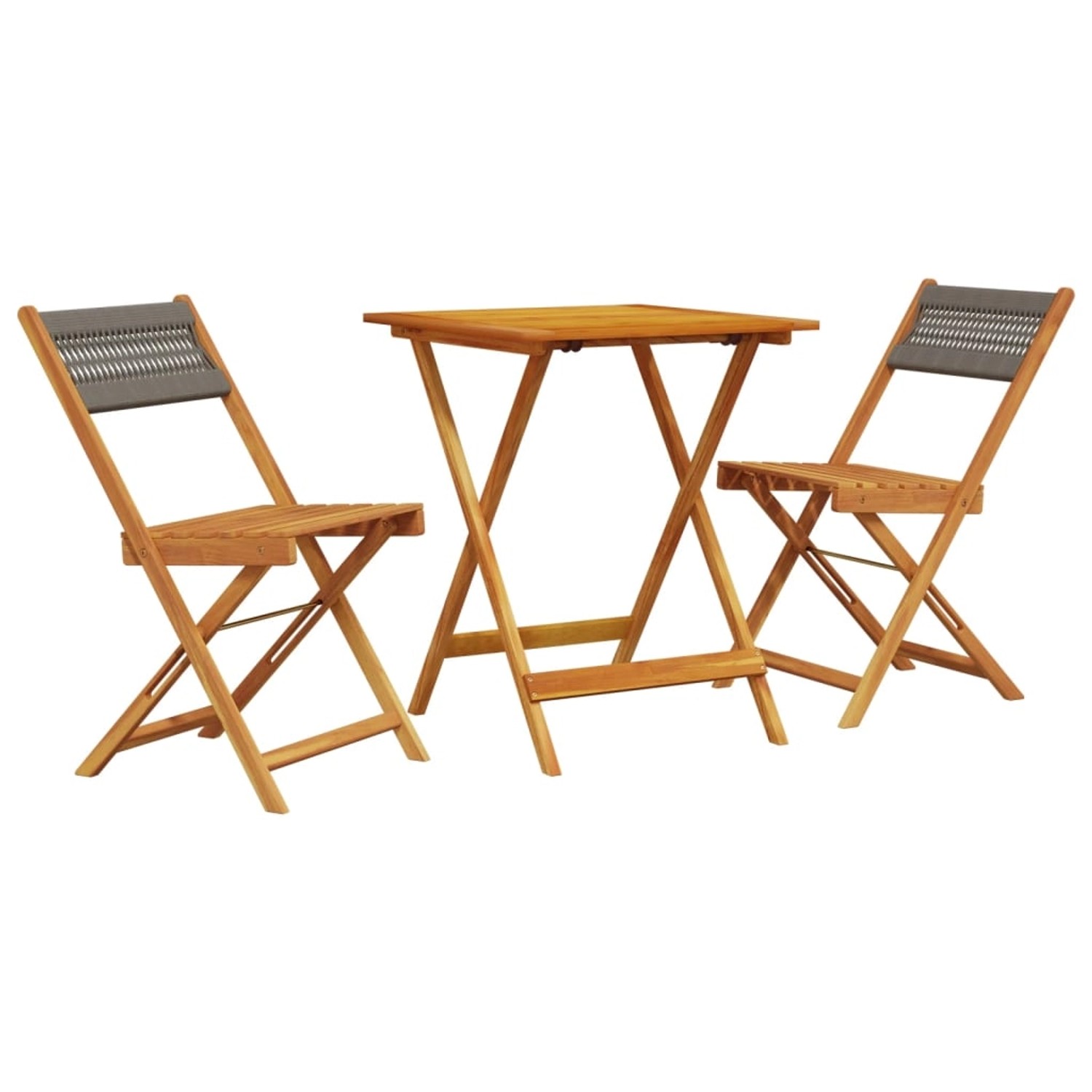 vidaXL 3-tlg Bistro-Set Grau Polypropylen und Massivholz Modell 1