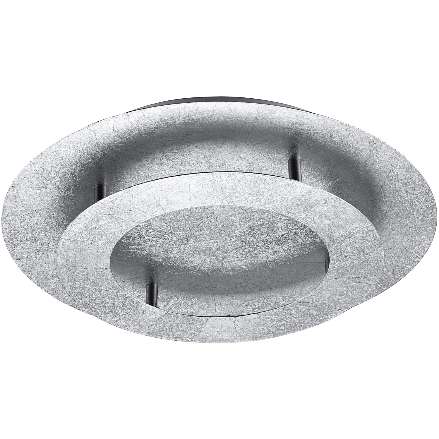 Silberne LED-Deckenleuchte Nevis von Paul Neuhaus, Ø 40 cm, aus Eisen.