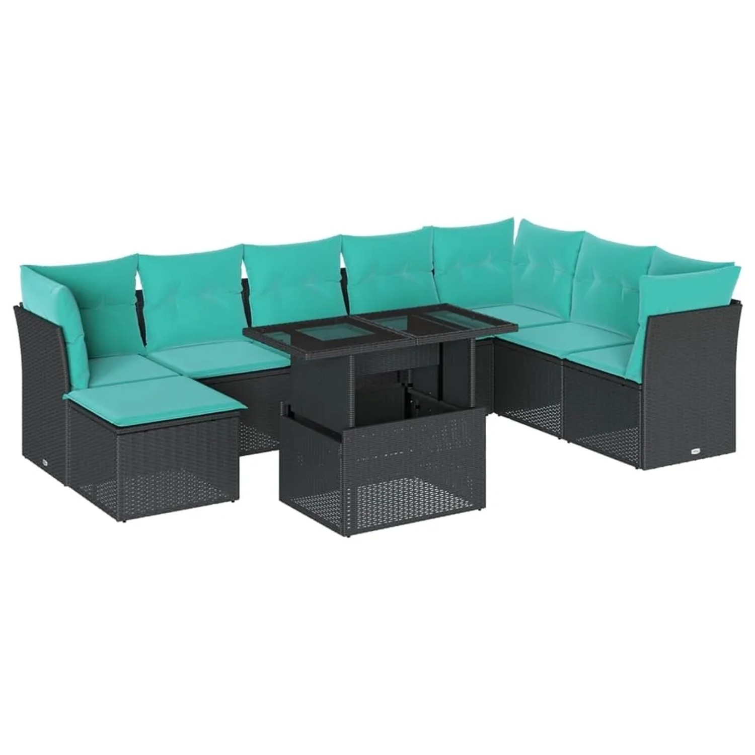 vidaXL 9-Tlg Gartensofa-Set mit Kissen Schwarz Polyrattan 3266787 günstig online kaufen