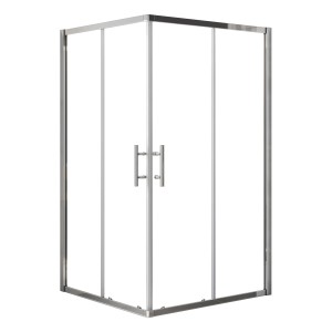 AICA Duschkabine 90x90 mit Schiebetür, Eckeinstieg, ESG Glas und Chromrahmen.