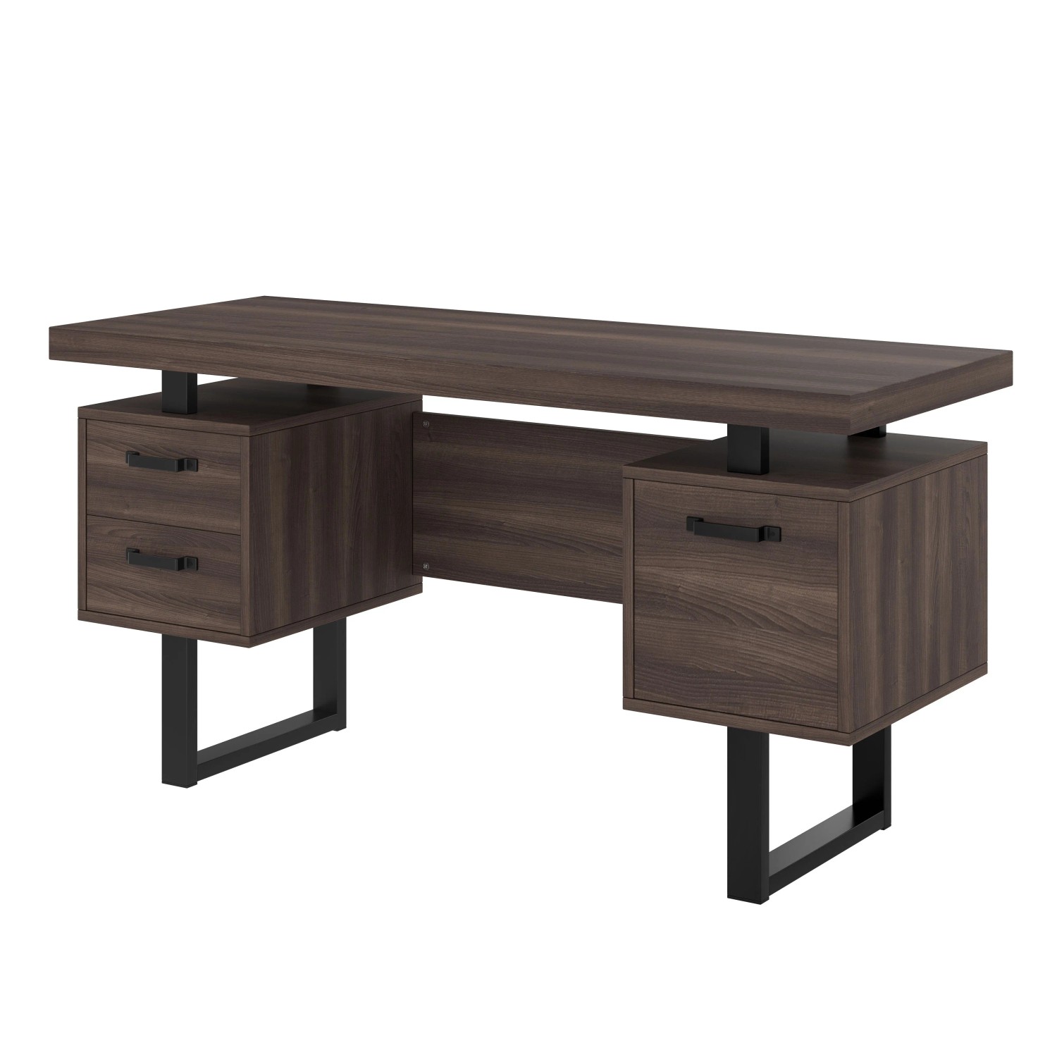 okwish Schreibtisch mit Geräuschlose Ordnerschublade 135 × 54 cm Braun