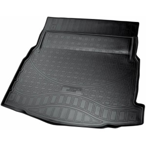 Schwarze Gummi Kofferraumwanne mit Rand für Mercedes E-Klasse W213 Limo ab 2016.
