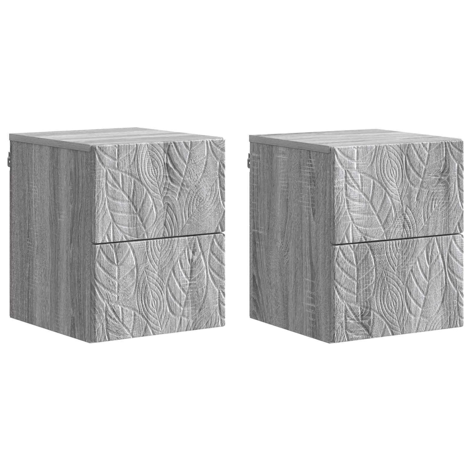 vidaXL Wandmontierter Nachttisch 2 Stk Grau Sonoma 34,5 x 33 x 40 cm 898818