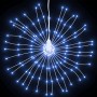 Kaltweiße LED-Feuerwerk-Lichterkette, strahlenförmig angeordnet, für festliche Weihnachtsbeleuchtung außen.