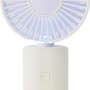 Weißer USB Handventilator mit drei Geschwindigkeitsstufen für Reisen und Büro.