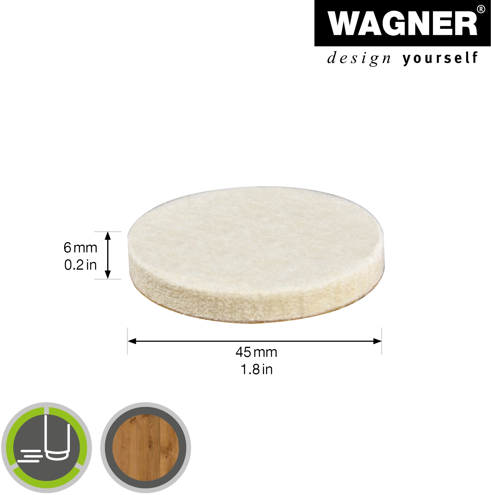 Wagner Filz Soft Selbstklebend Weiß Ø 45 mm x 60 mm 4 Stück kaufen bei OBI