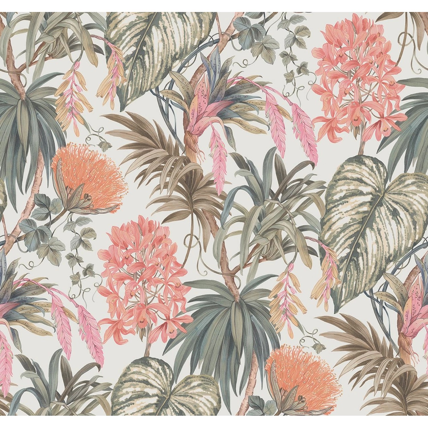 Sanders & Sanders Tapete Tropische Blätter Graugrün Und Orange 53 Cm X 1005 günstig online kaufen