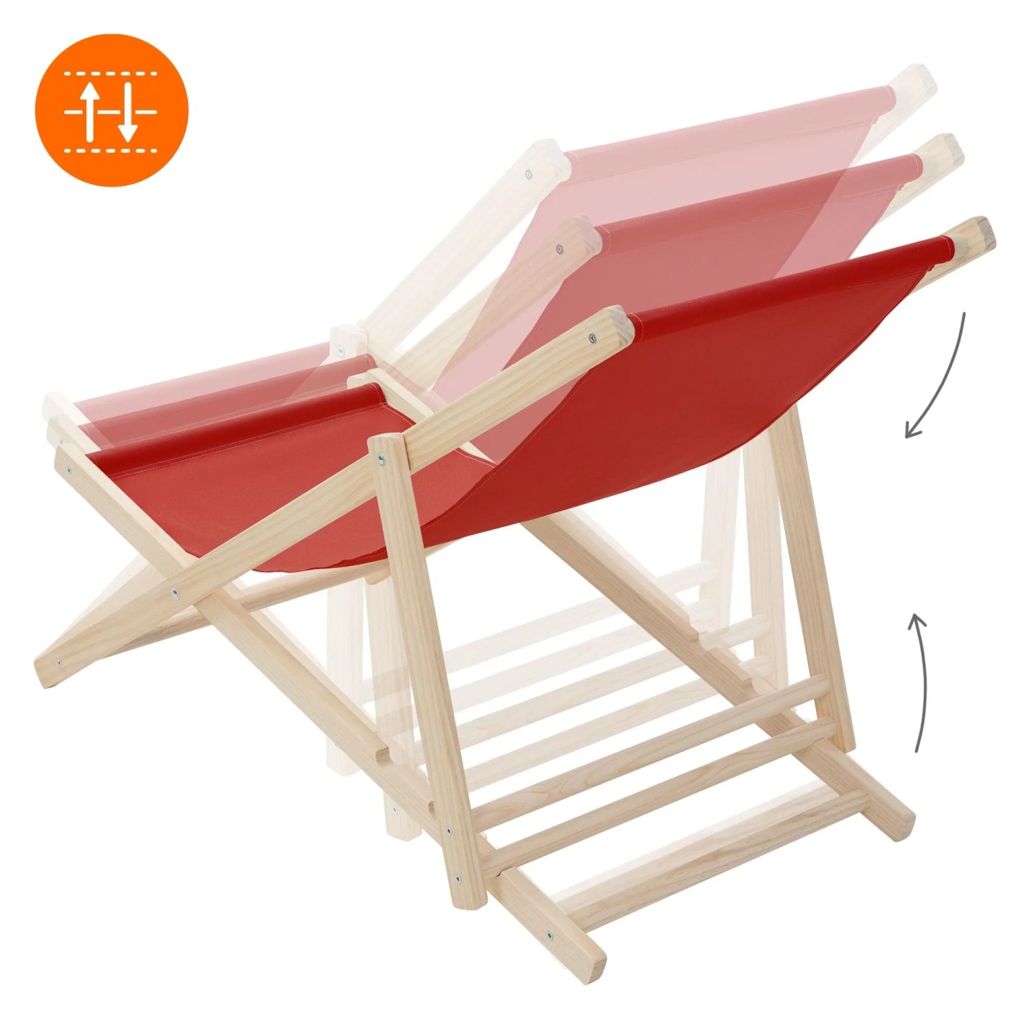 ECD Germany Liegestuhl 3Er Set Klappbar Rot aus Holz_6