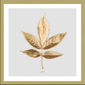 Pro Art Bild Framed Art Golden Leaf I, 30x30 cm, goldfarbenes Blatt im Rahmen.