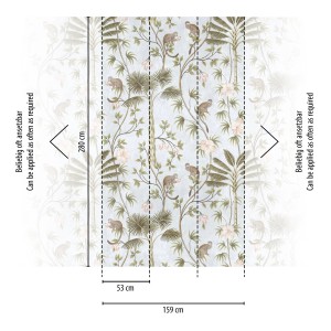 A.S. Création Dschungel Fototapete (159x280cm) in Grün-Beige mit Affen und Pflanzen.