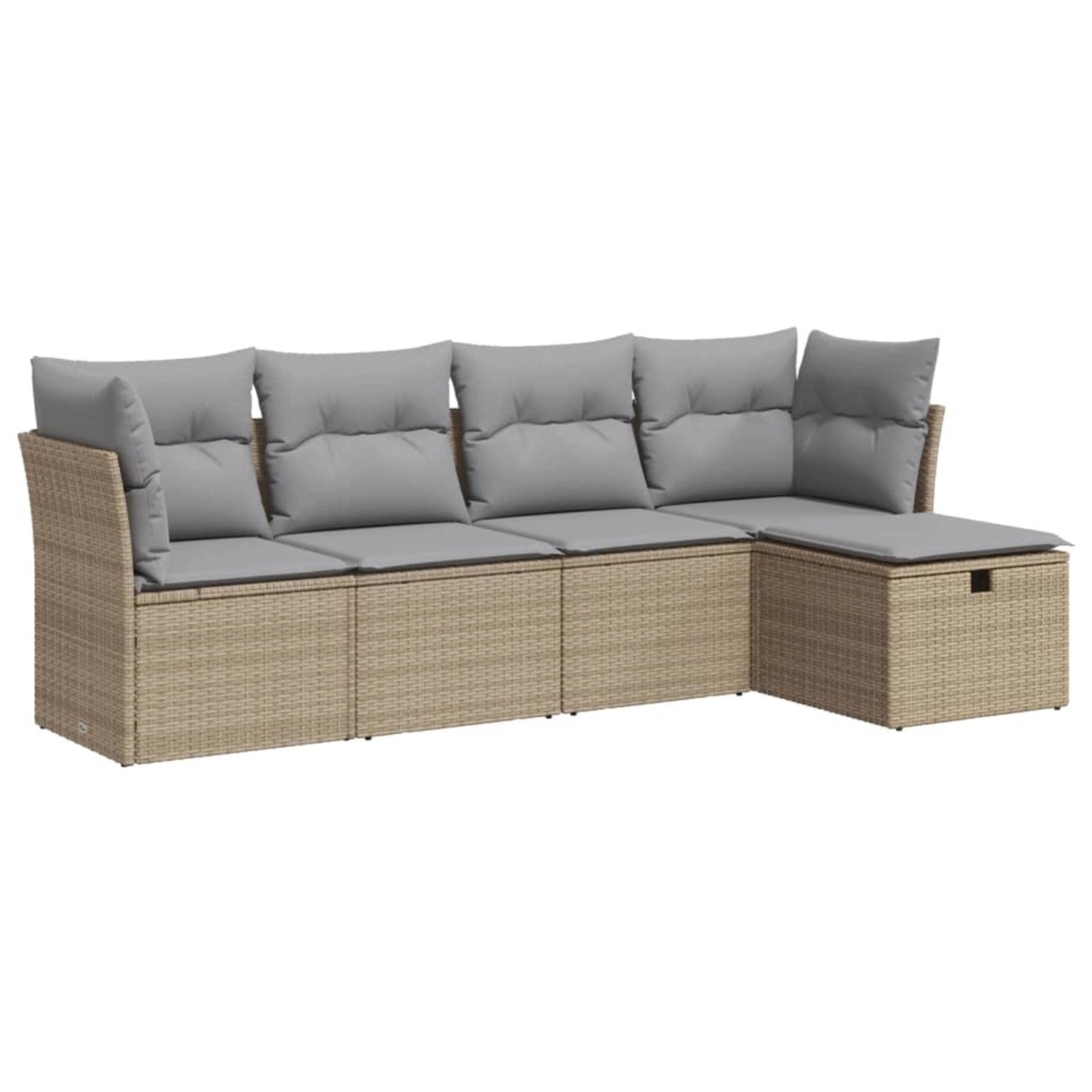 vidaXL 5-Tlg Garten-Sofagarnitur mit Kissen Beige Poly Rattan 3325265 günstig online kaufen