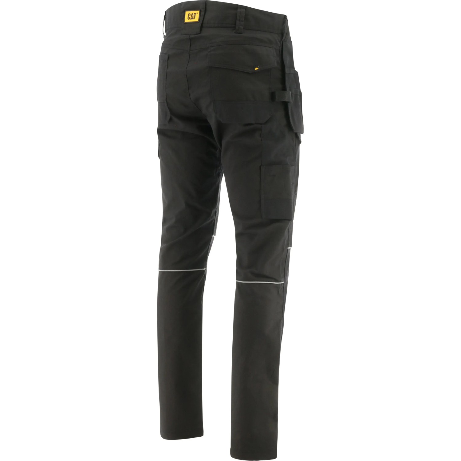 Schwarze Cat Bundhose Trade Pockets 32x30 für Herren, mit Taschen und reflektierenden Details.