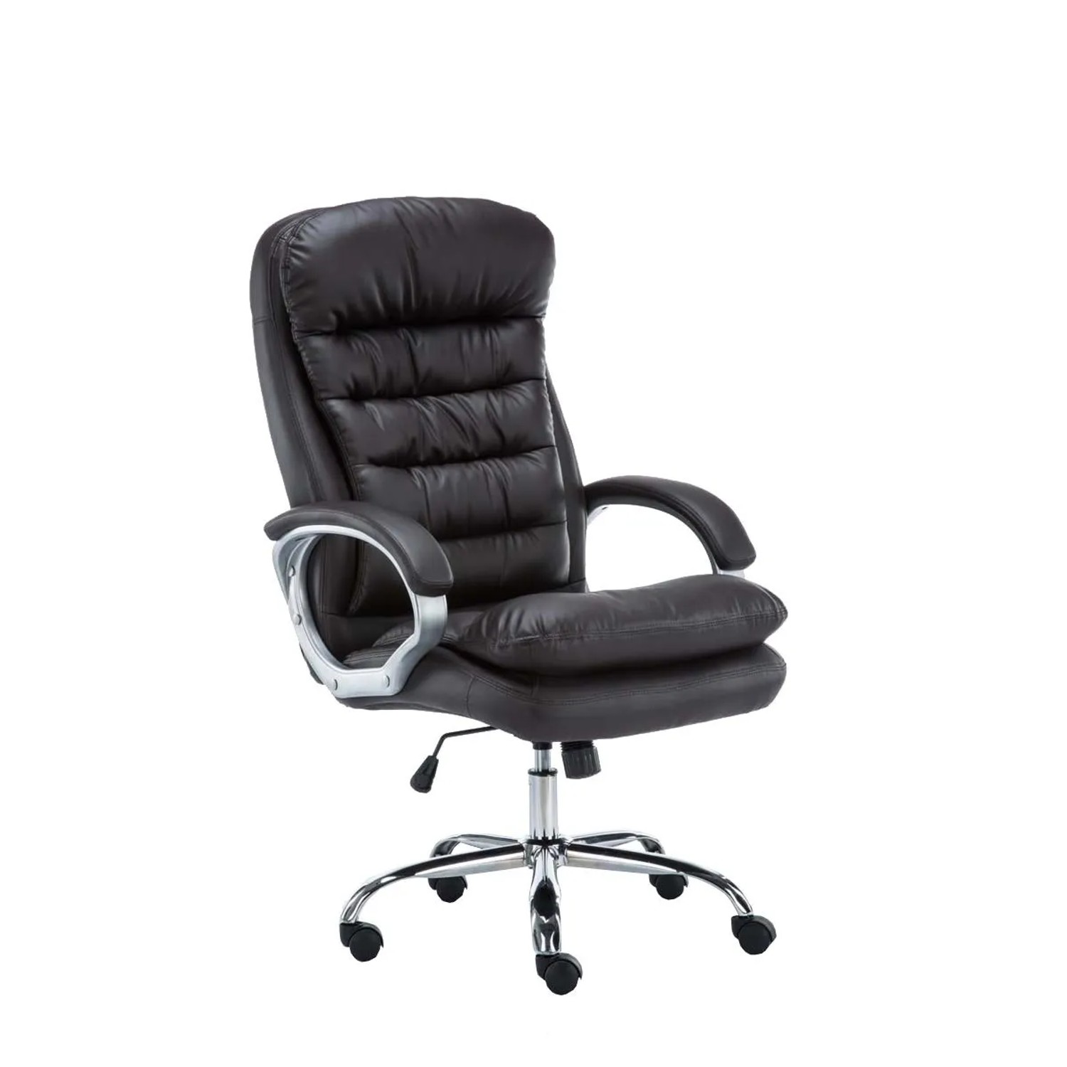 DELUKE Bürostuhl SOUK 116x68x77 Braun Kunstleder Metall In Chromoptik Gestell Ergonomische Bürostühle Homeoffice Stuhl
