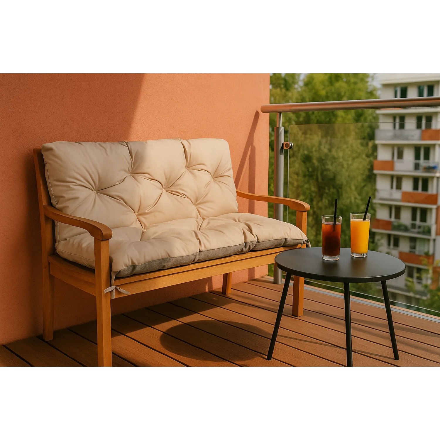 Setgarden Light Outdoor Kissen Bankauflage 100x50x40cm Kissen Für 2-Sitzer Bänke 1tlg Beige_5