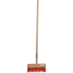 Sonneck Kinderbesen Mini mit Holzstiel und roten Borsten für kleine Gartenhelfer.