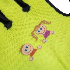 Galaflor Gartenhandschuh für Kinder, Größe 3, neongelb mit Kinder-Motiven.