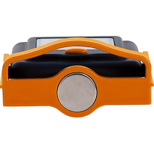 Arbeitsleuchte mit 23 LEDs, orangefarbenem Gehäuse und Magnetfuß.