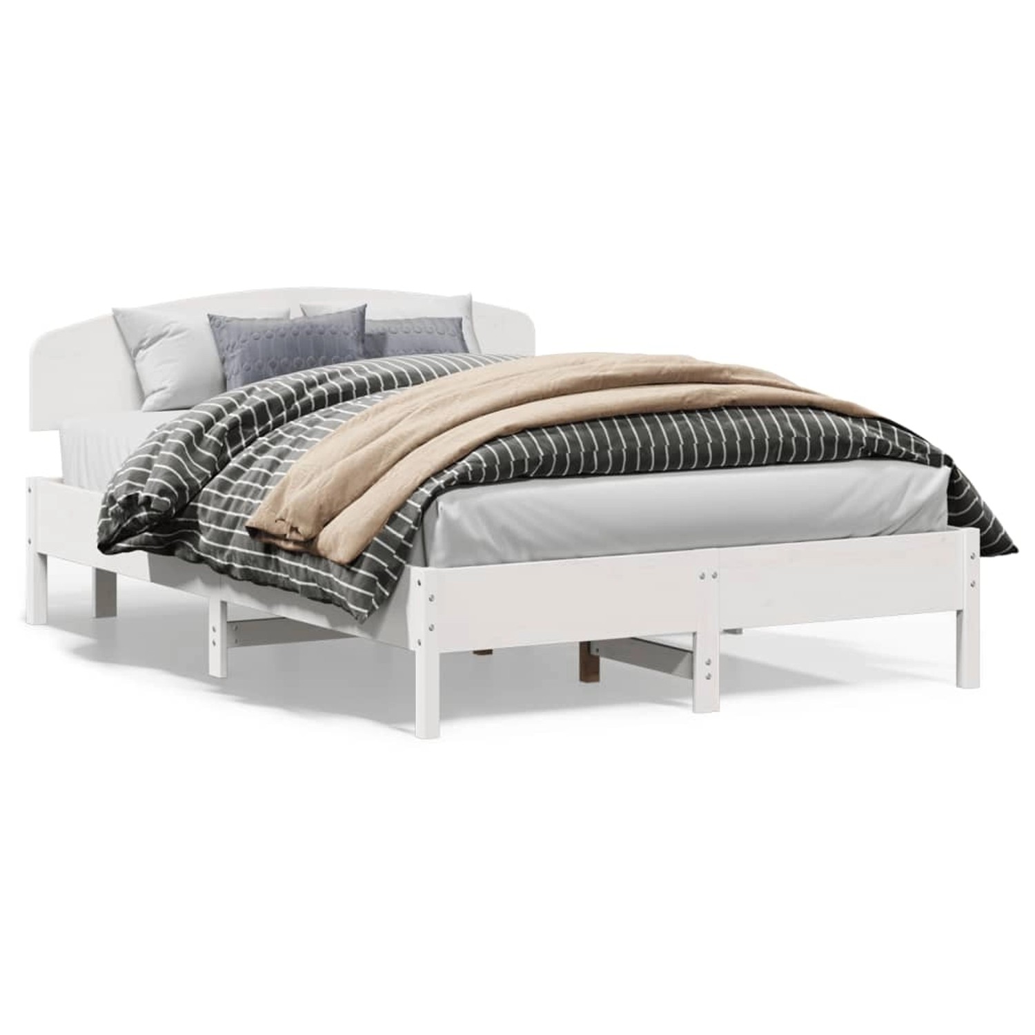 vidaXL Massivholzbett ohne Matratze Weiß 150x200 cm Kiefernholz 3207206 günstig online kaufen