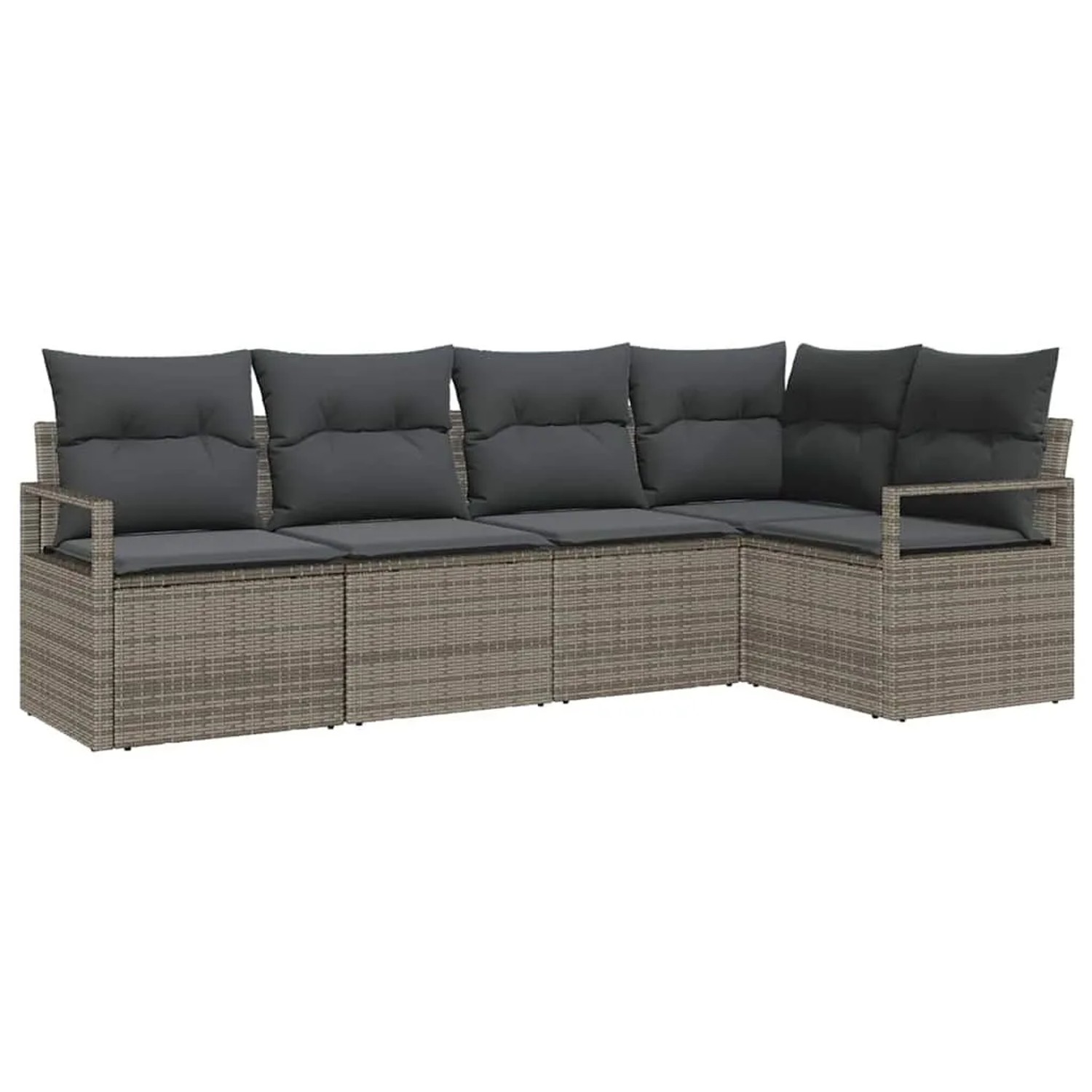 Thumbnail - vidaXL Gartensofa-Set mit Kissen mit Speicher 5 Stk Grau Poly-Rattan 3355048