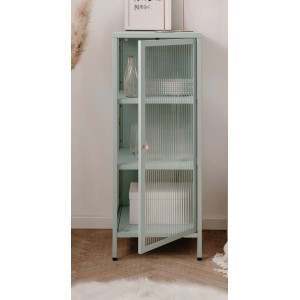 Furn.Design Vitrine Metall Mintgrün 40 x 102 cm 1-türig 3 Fächer Maram