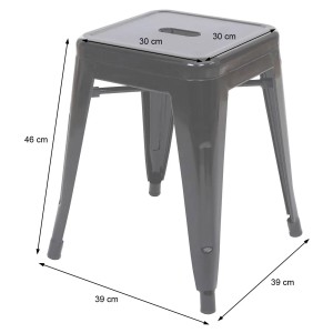 2er-Set schwarze Metallhocker im Industrie-Design, stapelbar, Sitzhöhe 46cm.
