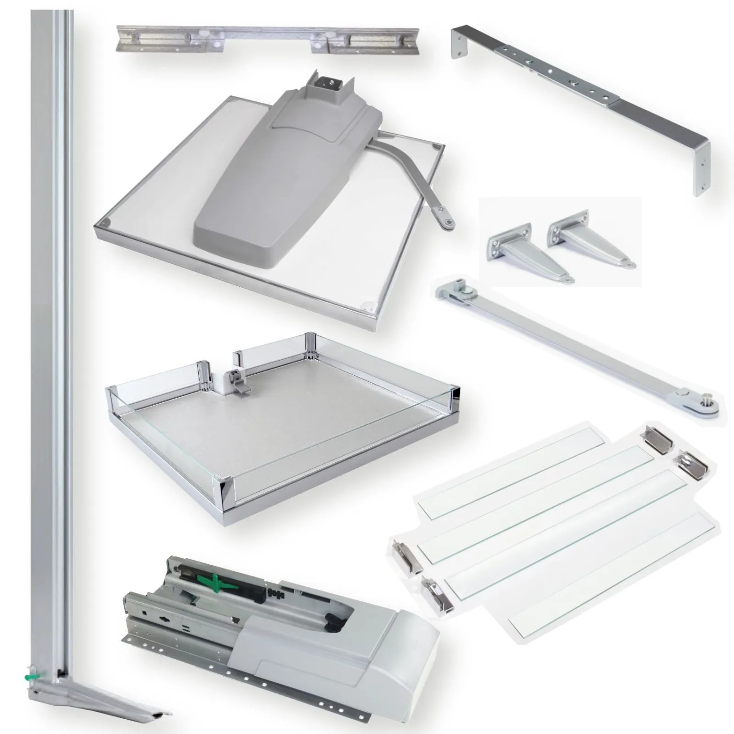 Kesseböhmer CONVOY PREMIO Silbergrau mit 4 Tablaren Apothekerauszug 2000 Bis 2099 mm für Links Angeschlagene Tür